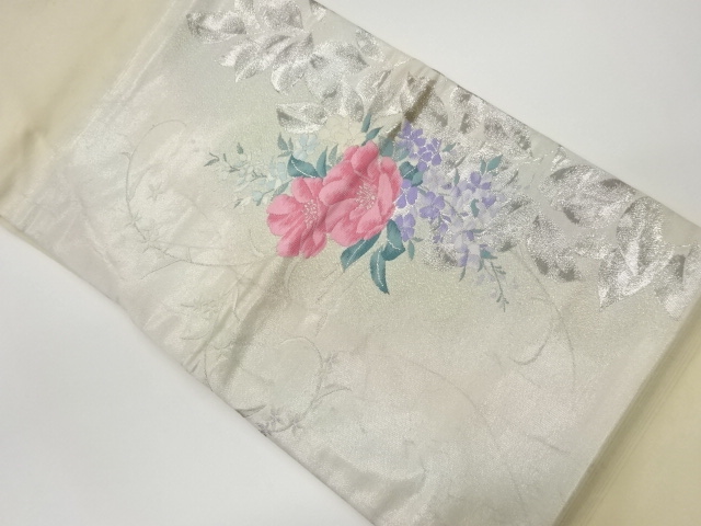 リサイクル　花模様織出し名古屋帯